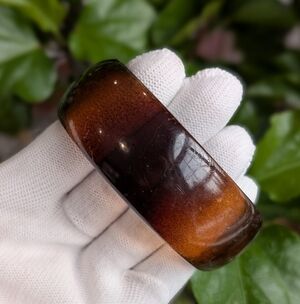 Wide Tortoiseshell Resin Bangle Bracelet | Amber Brown Statement Cuff